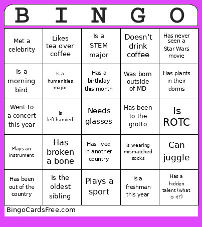 Human Bingo Card