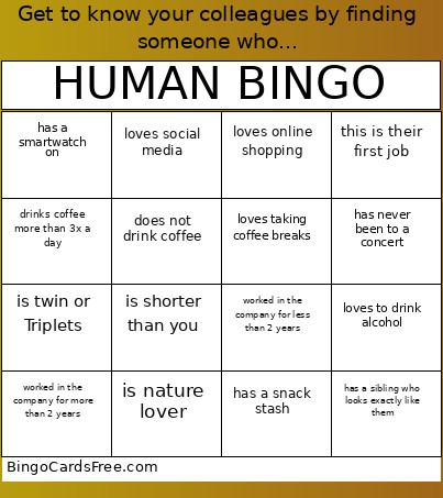 HUMAN Bingo Card