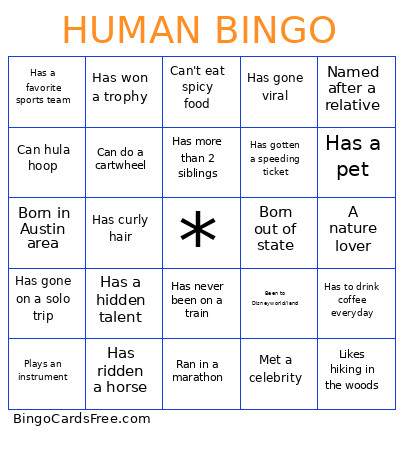 Human ! Bingo Card