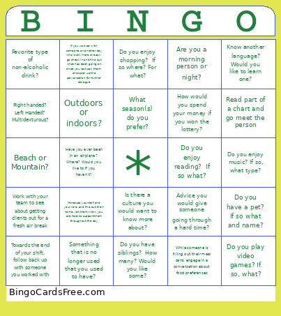 Human Bingo Card