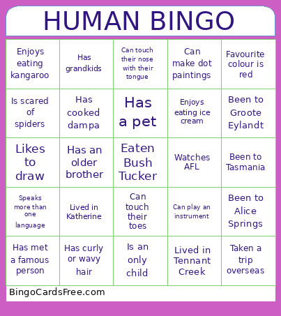 Human Bingo Card