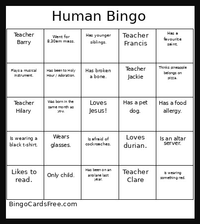Human Bingo Card 2