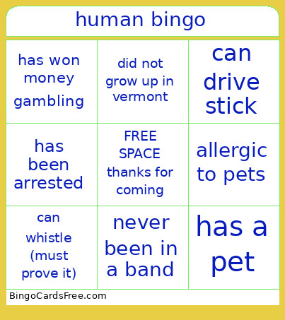 Human Bingo Card