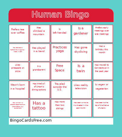 Human Bingo Card