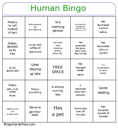 Human Bingo Card