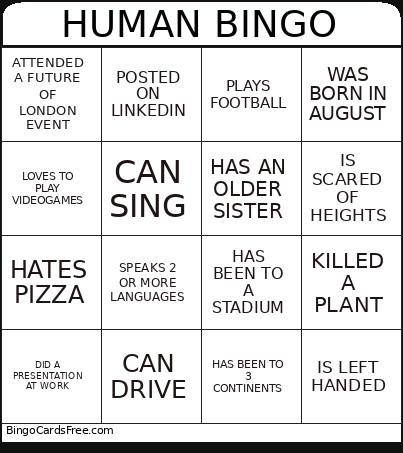 HUMAN Bingo Card