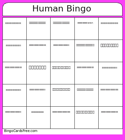 Human Bingo Card