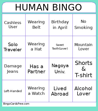 Human Bingo Card