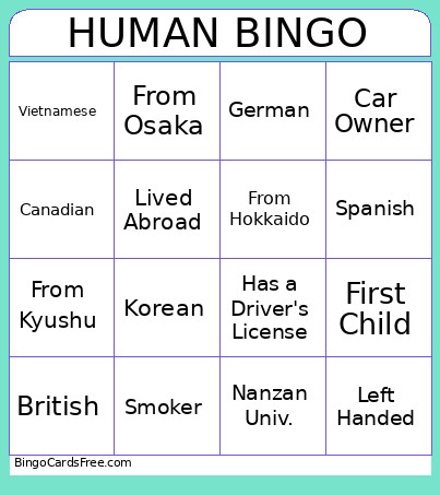 Human Bingo Card