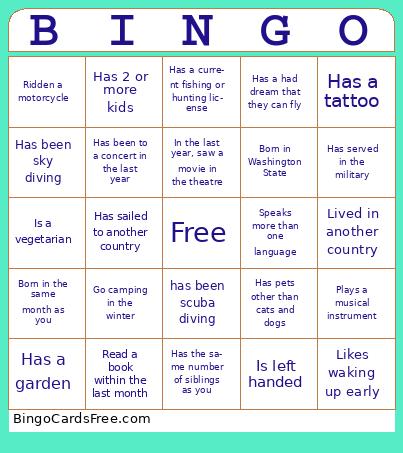 Human Bingo Cards Free Pdf Printable Game, Title: BINGO