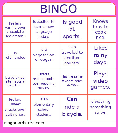 Human Bingo Card