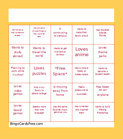 HUMAN Bingo Card