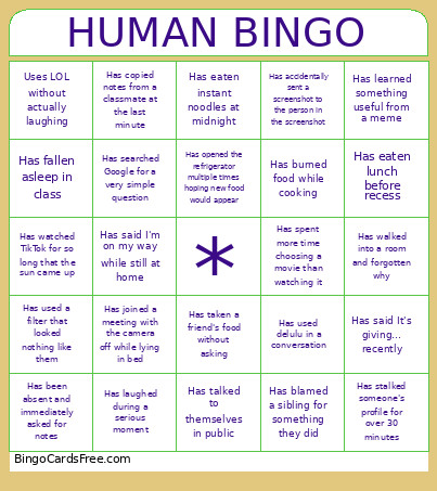 HUMAN Bingo Card