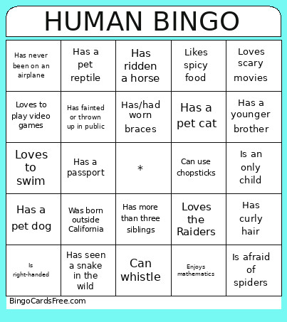 Human Bingo Card