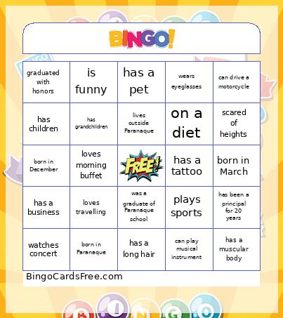 HUMAN BINGO CARD