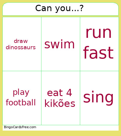 Human Can Bingo Card