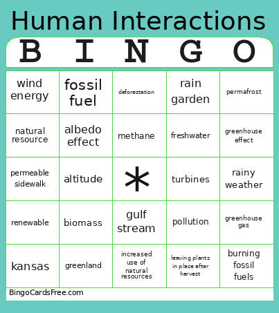 Human Interactions Bingo Card