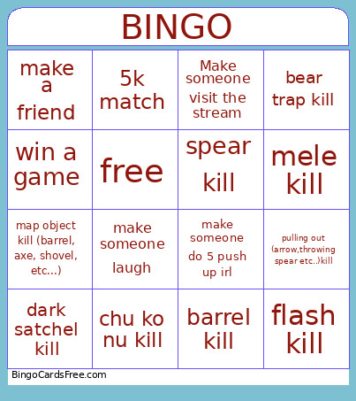 Hunt Showdown Bingo Card