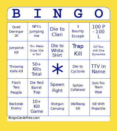 Hunt Showdown Bingo Card