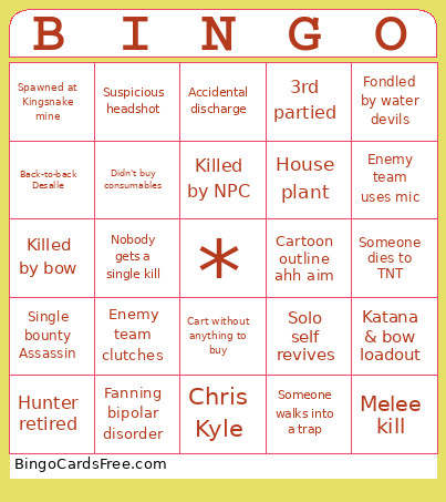 Hunt Showdown ! Bingo Card