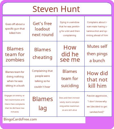 Hunt Steven Bingo