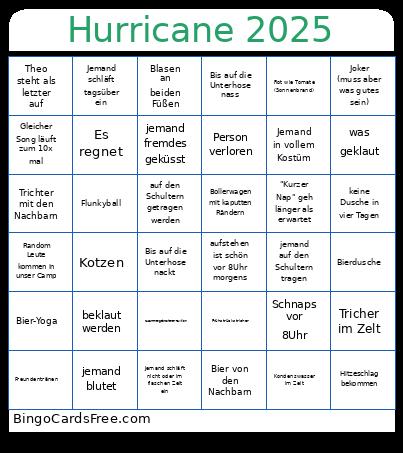 Hurricane 2025 Bingo