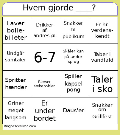 Hvem Gjorde ____? Bingo Card