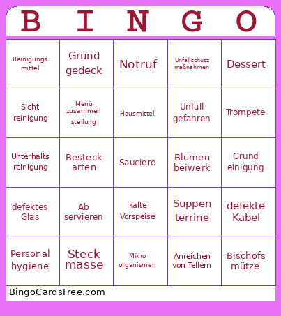 HW Bingo Card