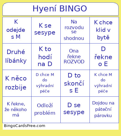 Hyení Bingo Card