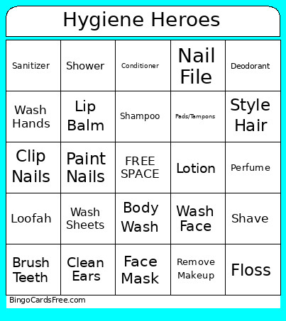 Hygiene Heroes Bingo Card