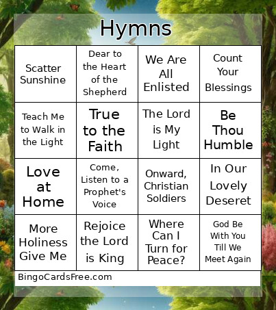 Hymns Bingo Card
