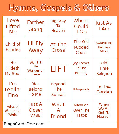 Hymns, Gospels & Others Bingo Card
