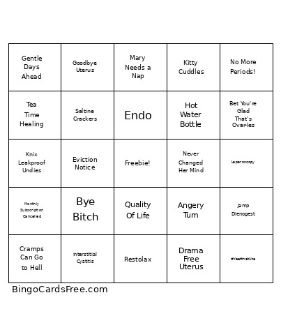 Hysto Bingo Card
