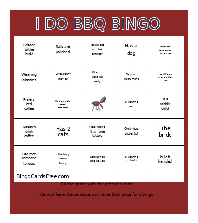I DO BBQ Bingo Card