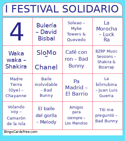 I FESTIVAL SOLIDARIO Bingo Card