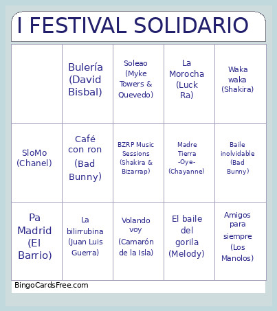 I FESTIVAL SOLIDARIO Bingo Card