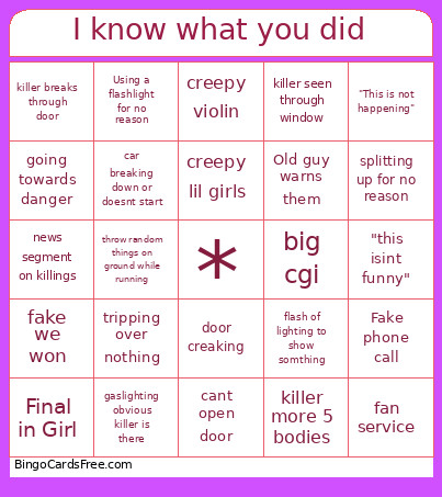 I Know What You Did Bingo Card