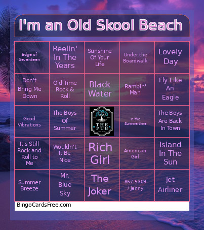 I'm An Old Skool Beach Bingo Card