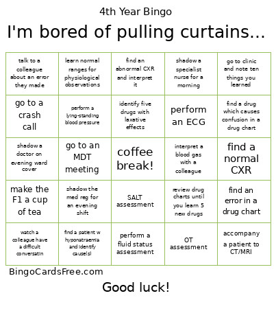 I'm Bored Of Pulling Curtains... Bingo Card