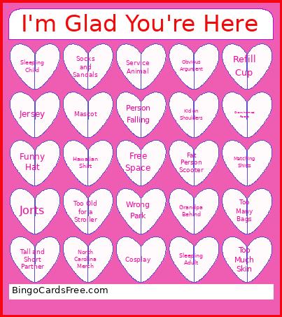 I'm Glad You're Here Bingo Card
