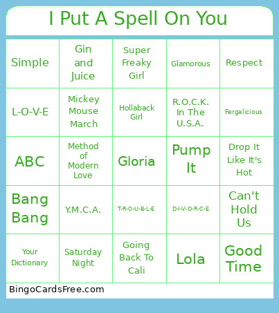 I Put A Spell On You Bingo Card