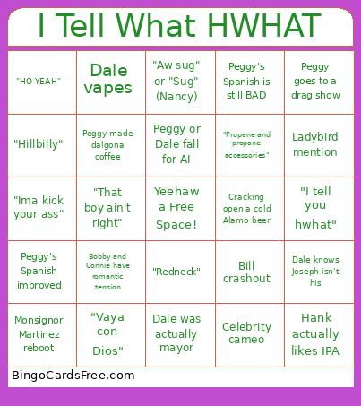 I Tell What HWHAT Bingo