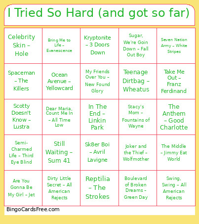I Tried So Hard (and Got So Far) Bingo Card