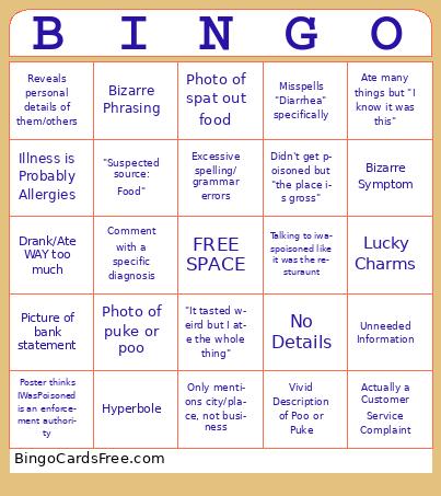 I Was Poisoned Bingo