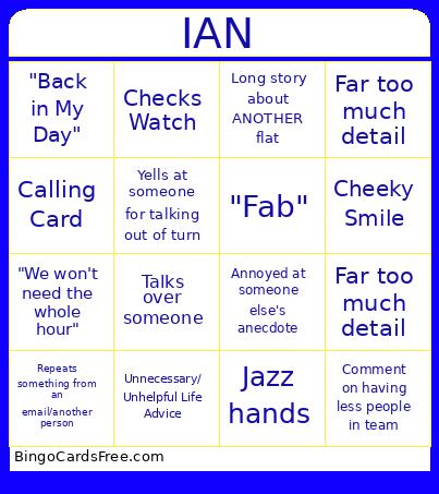 Ian Bingo Card
