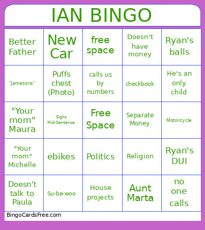 IAN Bingo Card