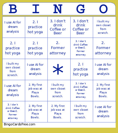 Ice Breaker Bingo Card