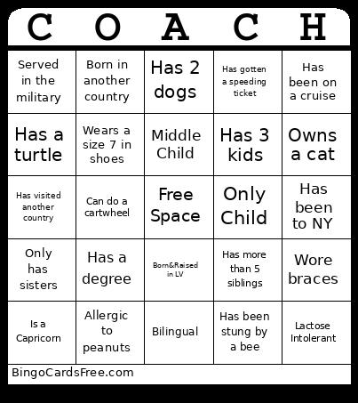 Ice Breaker Bingo Card