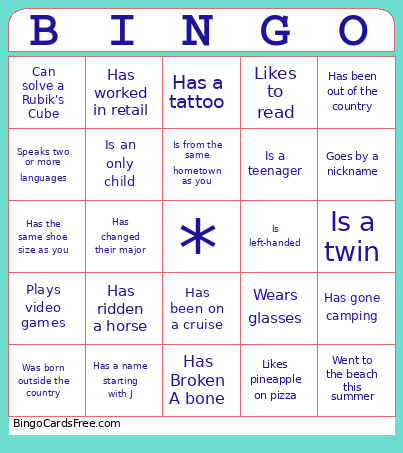 Ice Breaker Bingo Card