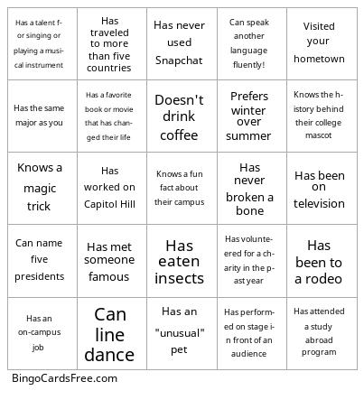 Ice Breaker Bingo Cards Free Pdf Printable Game, Title: 